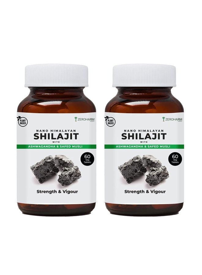 ZEROHARM Nano Himalayan Shilajit With Ashwagandha, Safed Musli & Goksura Veg Tablets (120 Tablets) - Image 1