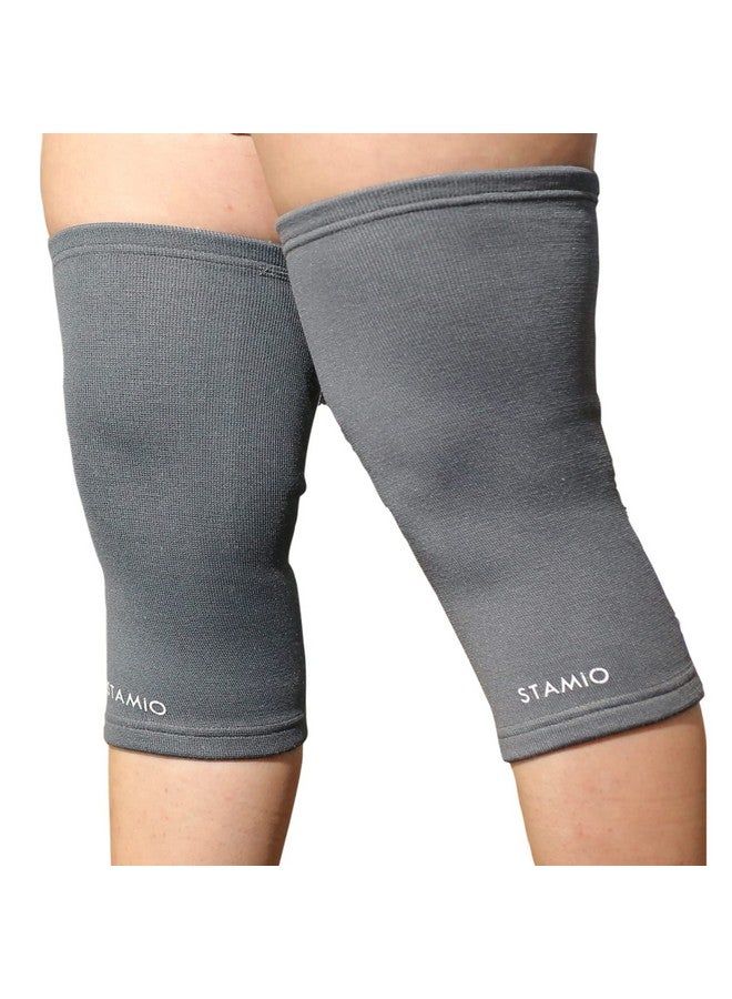 STAMIO Knee Cap For Knee Support Suitable For Men & Women (4 Way Stretchable), Grey (Extra Large, 1 Pair) - Image 1