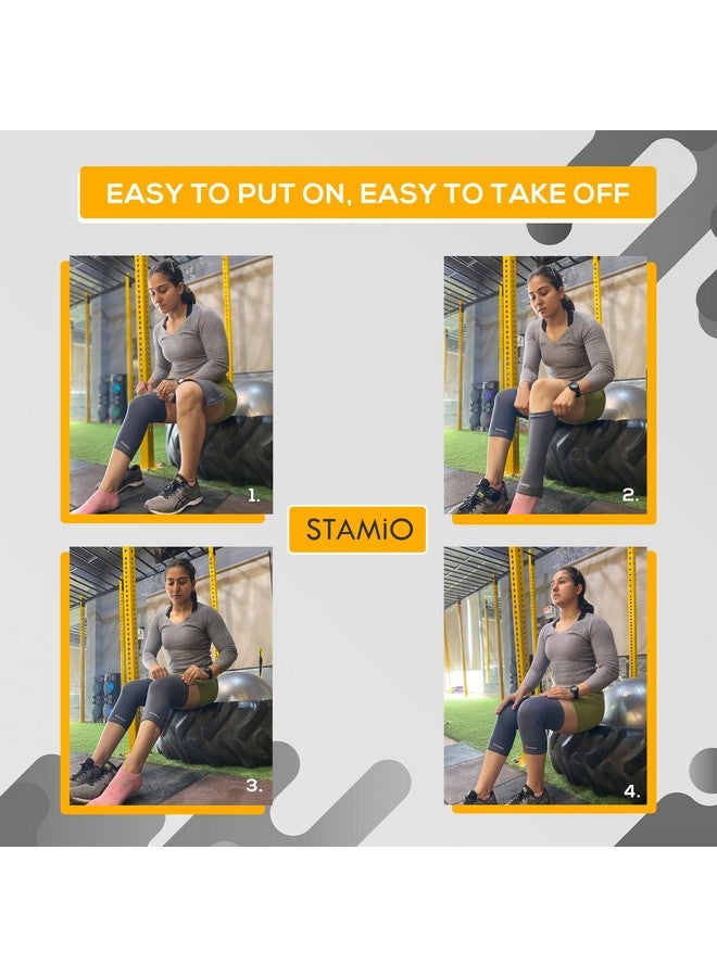 STAMIO Knee Cap For Knee Support Suitable For Men & Women (4 Way Stretchable), Grey (Extra Large, 1 Pair) - Image 4