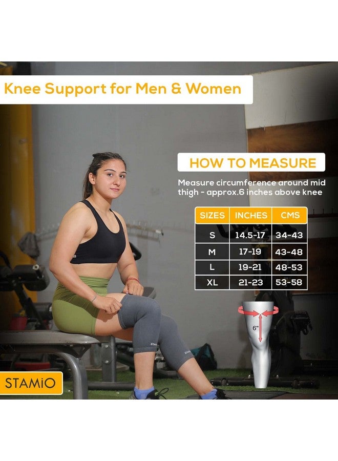 STAMIO Knee Cap For Knee Support Suitable For Men & Women (4 Way Stretchable), Grey (Extra Large, 1 Pair) - Image 2