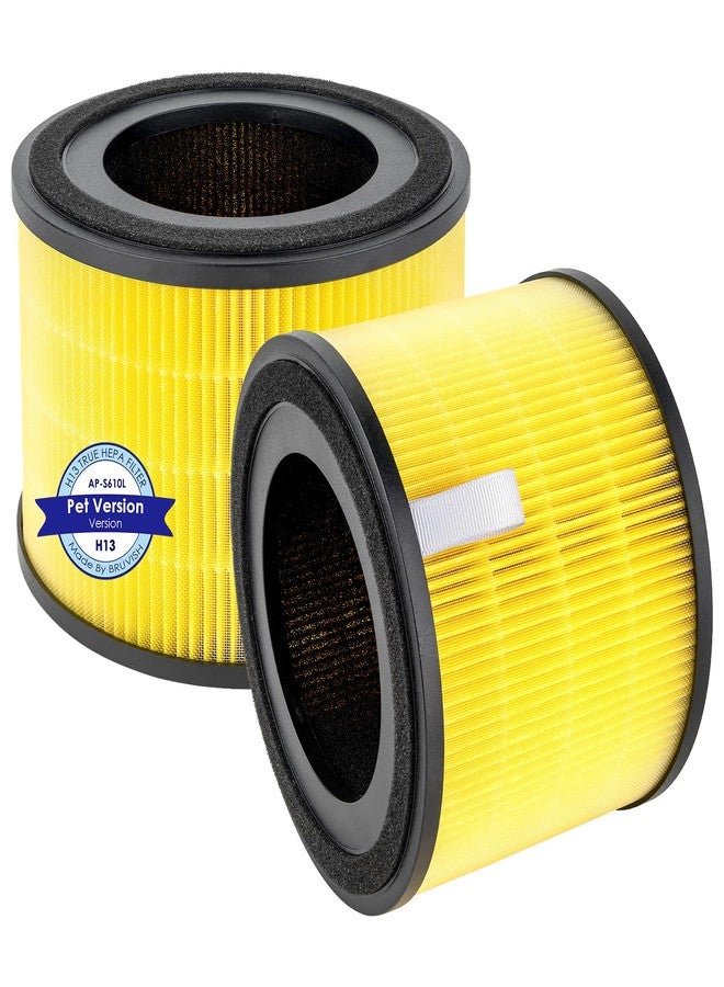 BRUVISH 2 Pack AP-S0610L Pet Care Replacement Filter for MOOKA AP-S0610L Air Purifier, H13 Grade True Filters 3-in-1 Activated Carbon, Highly Efficient Filtration of Pet Odors, Smoke - Image 1