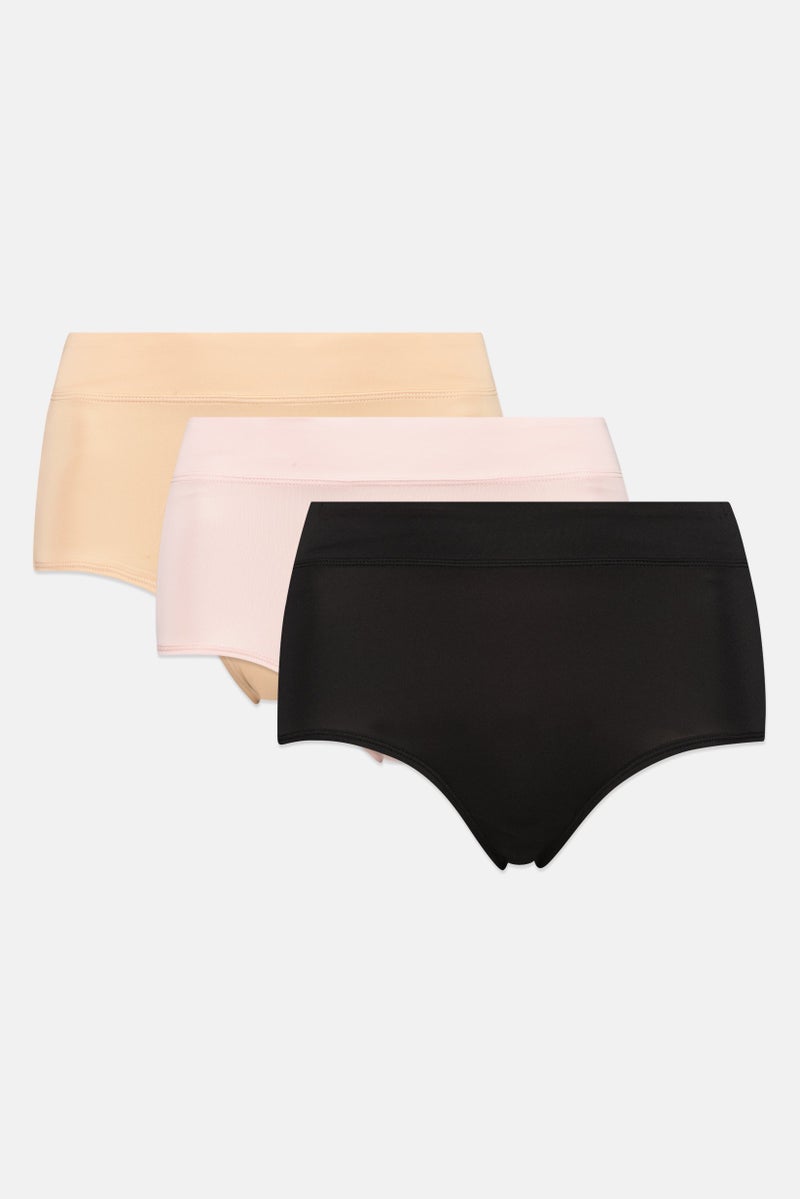Lady Princess Women 3 Pack Plain Microfiber Briefs, Multicolor - Image 2