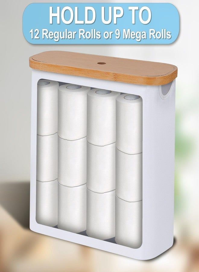 efluky Toilet Paper Storage, Toilet Paper Basket with Lid, Bathroom Organizer, Free Standing Holder Up to 9 Mega Rolls, White - Image 4
