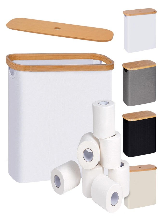 efluky Toilet Paper Storage, Toilet Paper Basket with Lid, Bathroom Organizer, Free Standing Holder Up to 9 Mega Rolls, White - Image 1
