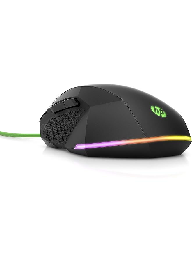 HP 200 Pavilion Gaming Mouse Wired 3200 Dpi Pixart Optical Gaming Sensor 5 Programmable Buttons 12 Cusomizable Rgb Light Modes 2 Year Warranty Ergonomic Grip Black 5Js07Aa - Image 1