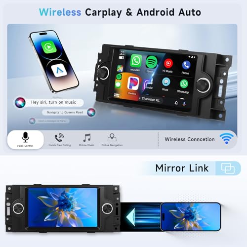 METEESER For Dodge Ram 1500 06-08,Chrysler 300C 05-07,Chrysler PT Cruiser,Jeep Grand Cherokee【2+64G】Android Car Stereo WiFi Wireless Carplay Android Auto,6.2“ for Dodge Ram Radio for Jeep Grand Cherokee Radio - Image 3