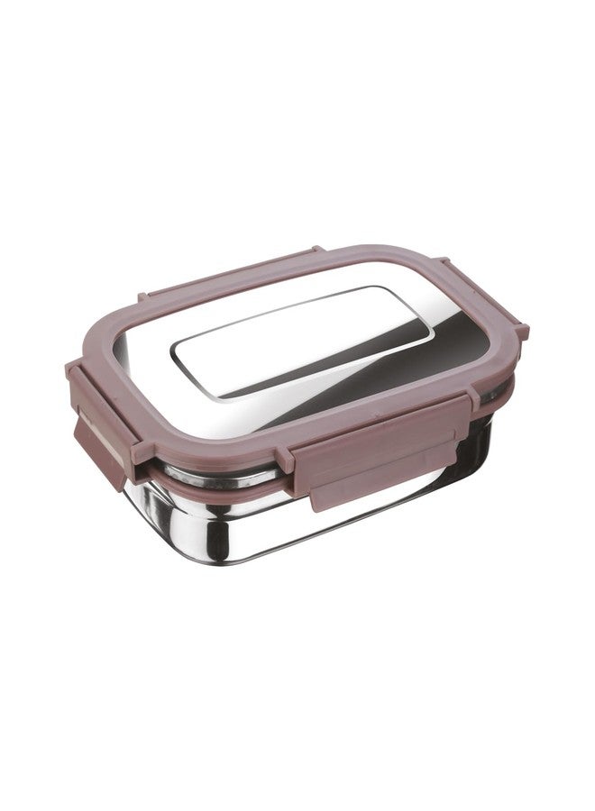 Joyo Stainless Steel Daily (Big) Tiffin Lunch Box Container 4 Side Clip Lock Lid for Office & School Use/Food Grade/Air Tight - Brown,940 ml - Image 1