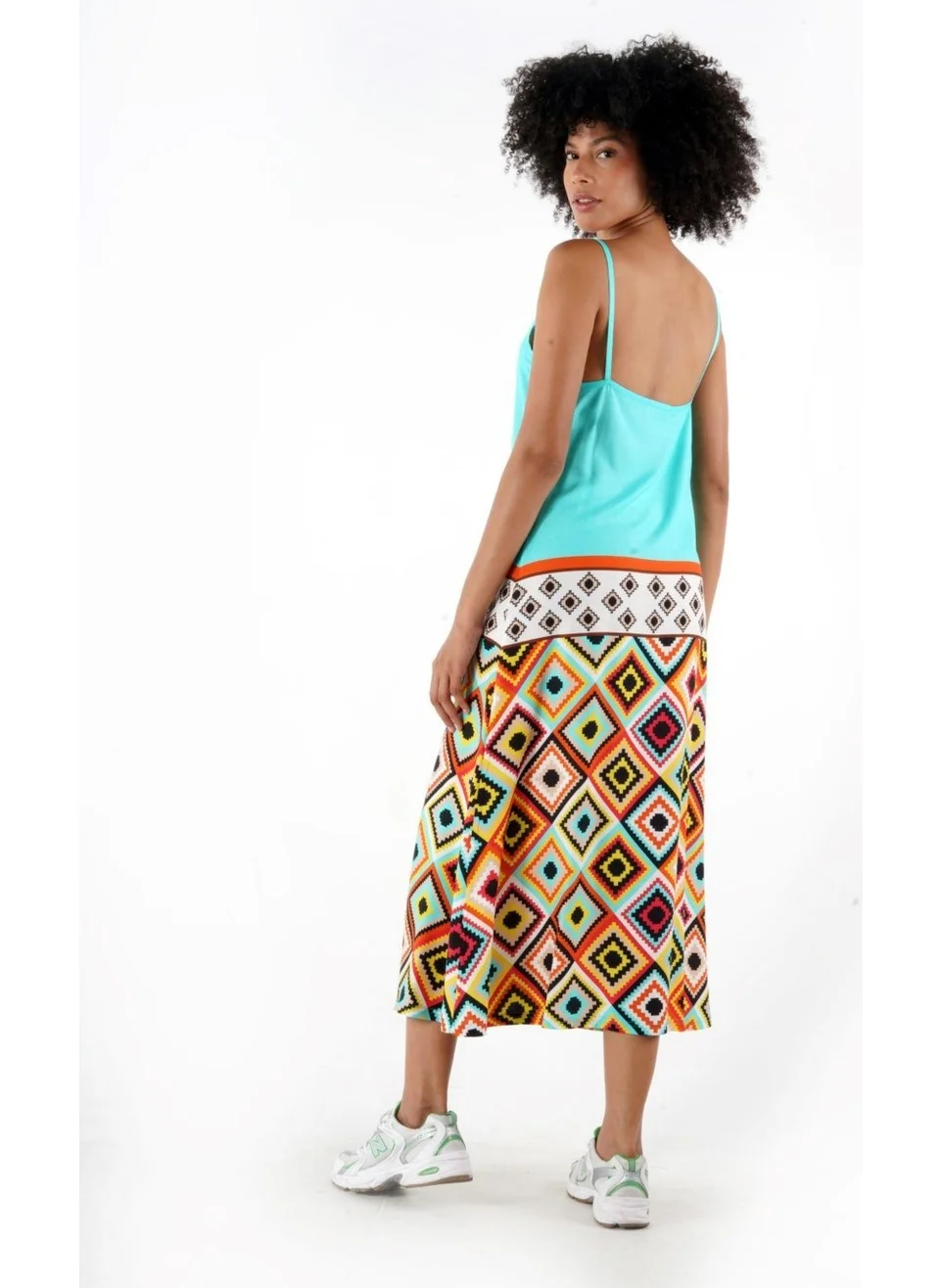 Alexander Gardi Patterned Thin Strap Midi Length Dress (B24-005206)
