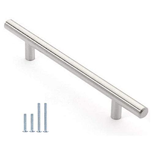 Wang-Data 30 Pack 12mm Stainless Steel Kitchen Cabinet Handles T Bar Pull (8" Overall Length,5" Hole Centers) - Image 1