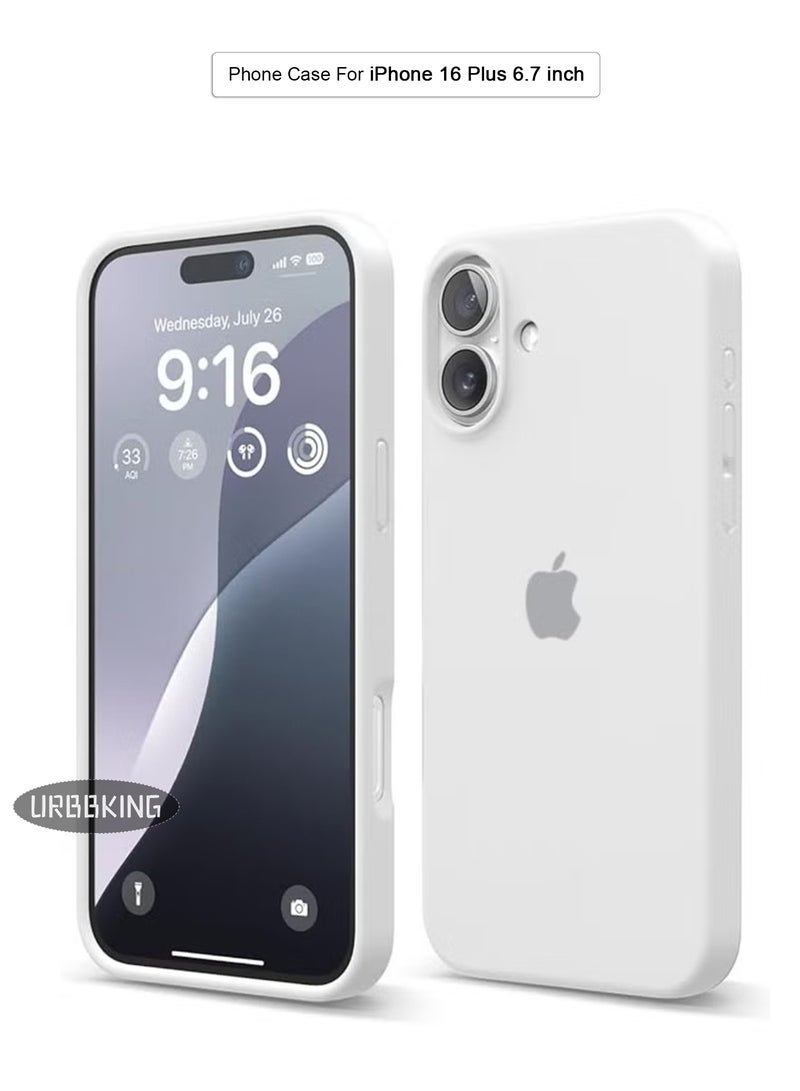 URBBKING iPhone 16 Plus Liquid Silicone Case Cover,Full Body Protection, Shockproof, Slim, Anti-Scratch Soft Microfiber Lining,Slim Protective Back Cover with Comfortable Hold Touch Feeling and Anti-fingerprint , White  - Image 1