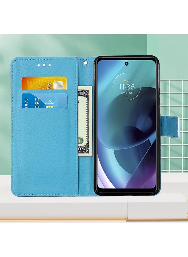 اس-توب جراب لهاتف موتورولا موتو جي 51 5G، مصنوع من الجلد الصناعي برسومات ملونة - Image 4