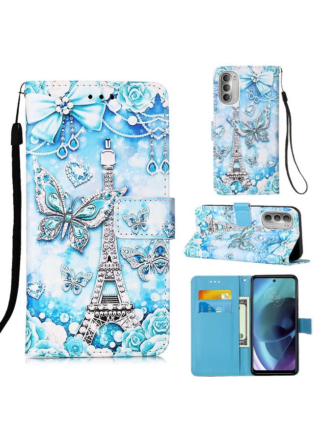 اس-توب جراب لهاتف موتورولا موتو جي 51 5G، مصنوع من الجلد الصناعي برسومات ملونة - Image 1