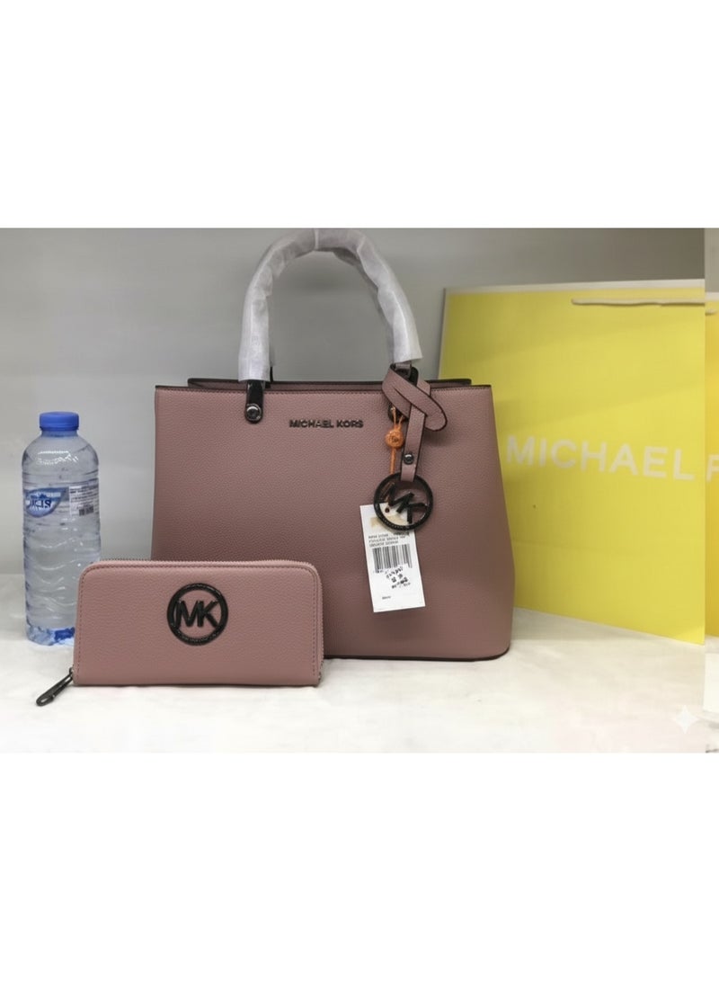 ام كي مجموعة حقيبة كتف MK مع محفظة متطابقة (وردي)