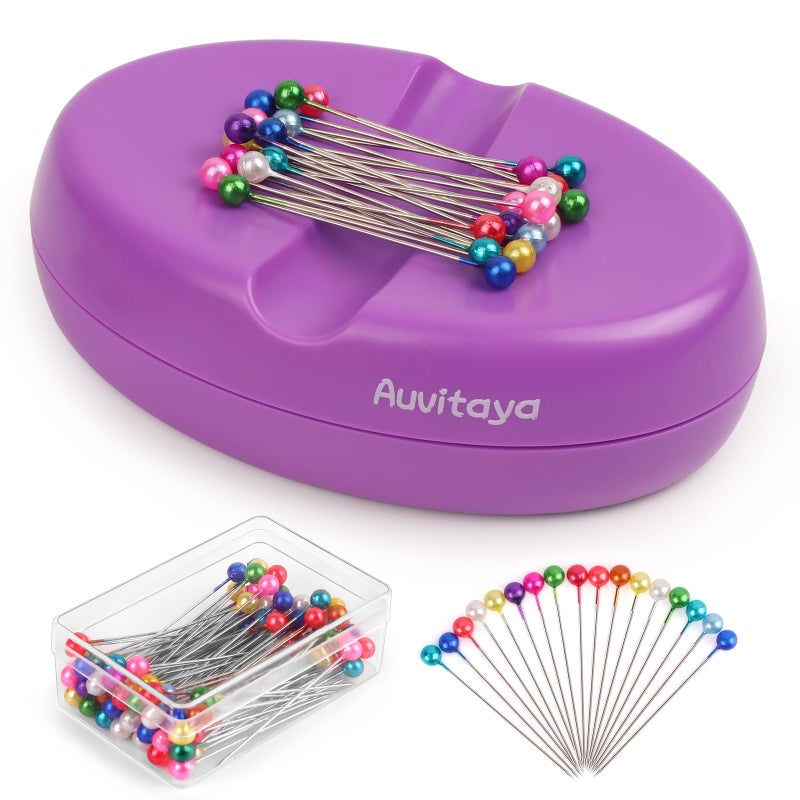 Auvitaya Magnetic Pin Holder Pin Cushions for Sewing Strong Magnet Pincushion Cute Compact Needle Organizer Bobby Pin Holder Paper Clip Holder for Quilting Sewing Accessories Magnetic Pin Dish - Image 3