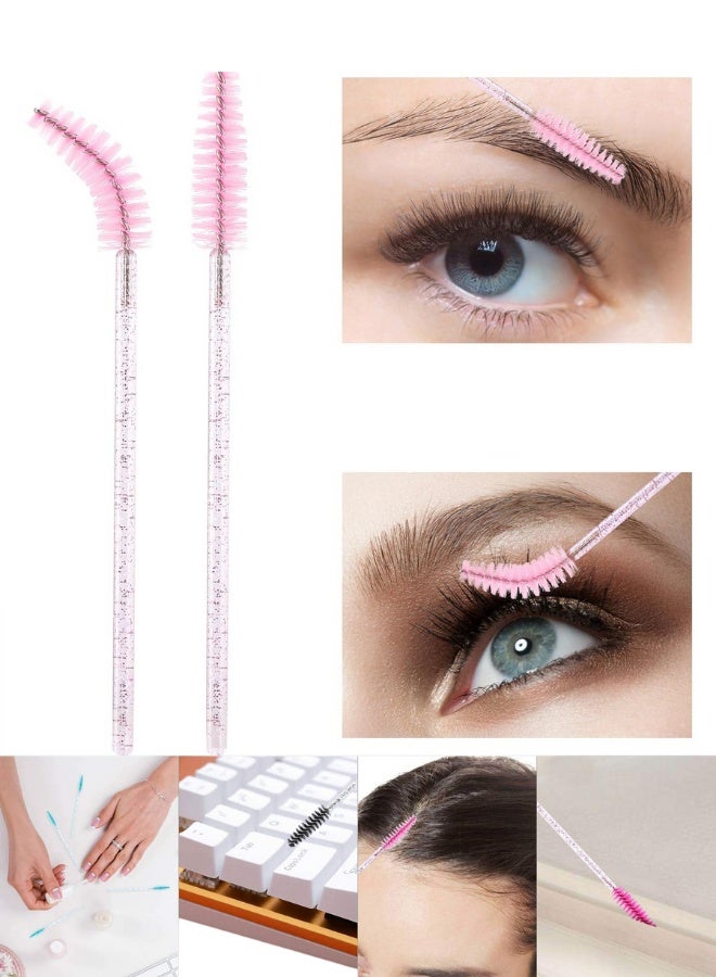 24 Pcs Disposable Eyelash Mascara Brushes Crystal Eyebrow Spoolie Wands Soft Nylon Bristles Adjustable Head Lightweight Mascara Applicators for Eyelash Extensions Eyebrows Makeup Professional Salon Home Personal Use Travel and Events - Image 1