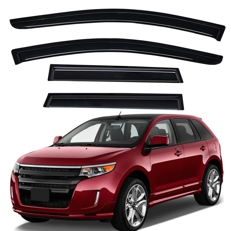 واقي نافذة أوتوماتيكي خارجي لسيارة لايتترونيك شديد التحمل يناسب 2007-2014 فورد إيدج و2007-2015 لينكولن MKX حماية من الأشعة فوق البنفسجية درع مطر واقي هواء أصلي تركيب بدون حفر دخان داكن 4 قطع