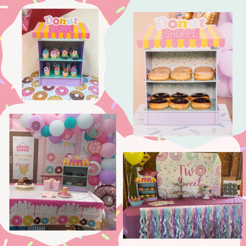 4E's Novelty 2 Tier Donut Stand for Donut Birthday Party Supplies & Decorations, Cupcake Stand Dessert Table Centerpiece Decor by 4E's Novelty - Image 4