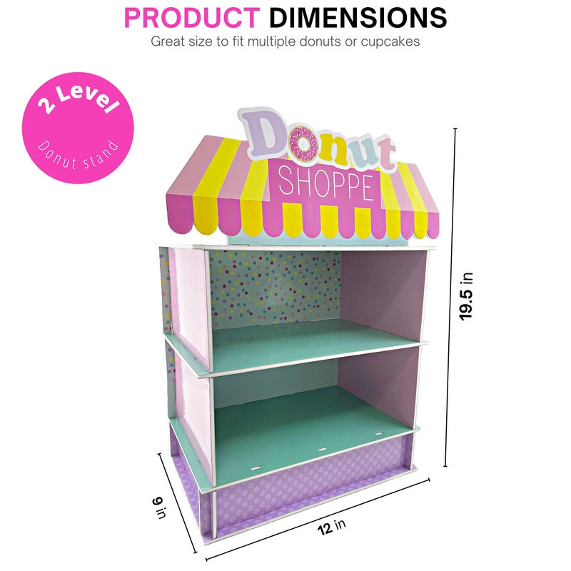 4E's Novelty 2 Tier Donut Stand for Donut Birthday Party Supplies & Decorations, Cupcake Stand Dessert Table Centerpiece Decor by 4E's Novelty - Image 3