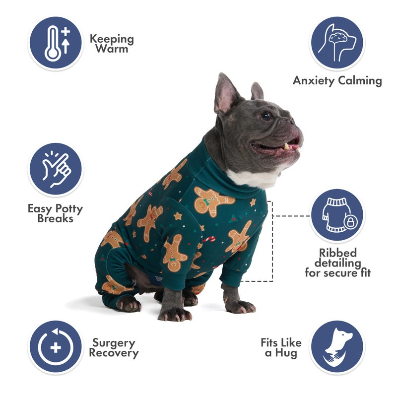Spark Paws Dog Christmas Pajama, Dog Recovery Suit Male, Onesie, Ultra-Soft and 4-Way Stretch, for Small Medium and Large Breeds - Gingerbread Man - L - Image 4