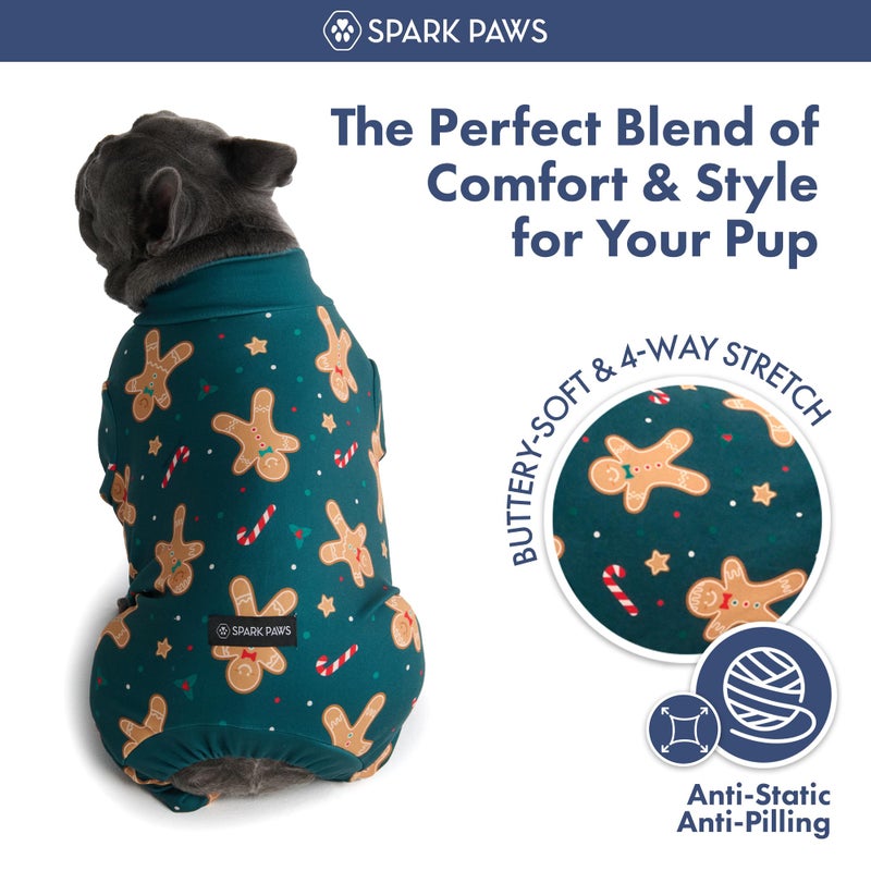 Spark Paws Dog Christmas Pajama, Dog Recovery Suit Male, Onesie, Ultra-Soft and 4-Way Stretch, for Small Medium and Large Breeds - Gingerbread Man - L - Image 3
