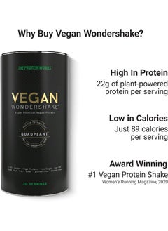 THE PROTEIN WORKS Vegan Wondershake Protein Shake Multi Award Winning Amazing Taste 30 Servings Cookies And Cream  - Image 4