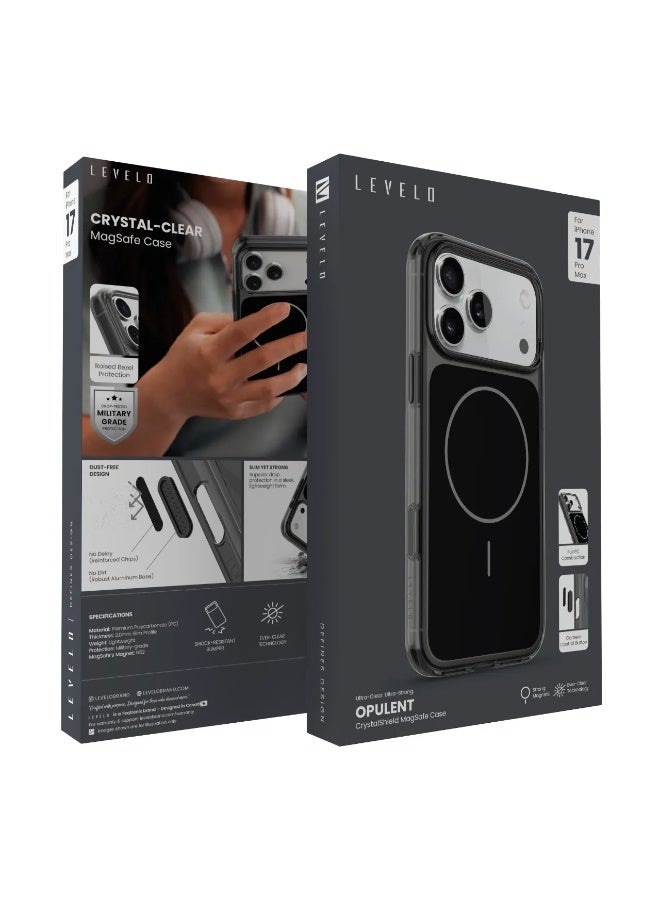 LEVELO Opulent Full PC MagSafe Case iPhone 17 Pro Max with MagSafe Compatible / Raised Bezel Protection / Camera Control Button / Full PC Construction - Phantom Black - Image 4