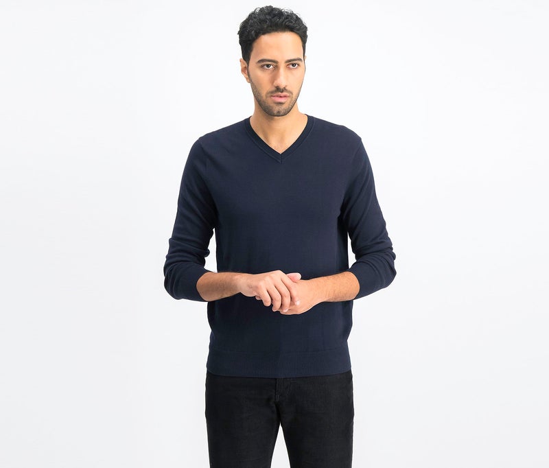 PERRY ELLIS Men Pullover Sweater, Navy - Image 1