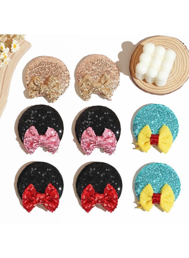 CellElection 8PCS Sequin Mouse Ears Hair Clips Glitter Hair Bows Cute Mice Ears Clips Barrettes for Women Girls Hair Accessories for Costume Party Favor Halloween Christmas Decoration - Image 3