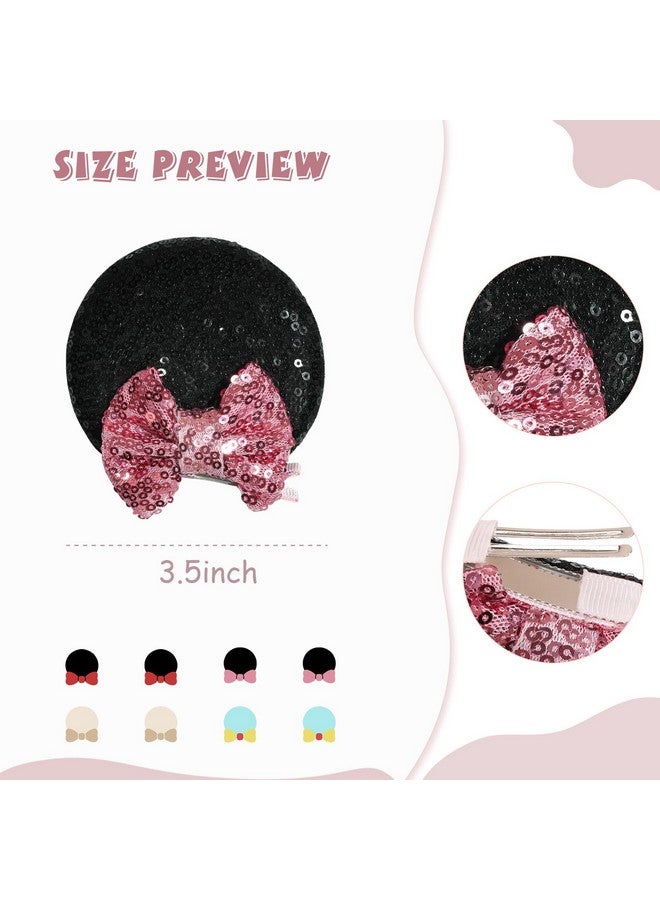 CellElection 8PCS Sequin Mouse Ears Hair Clips Glitter Hair Bows Cute Mice Ears Clips Barrettes for Women Girls Hair Accessories for Costume Party Favor Halloween Christmas Decoration - Image 4
