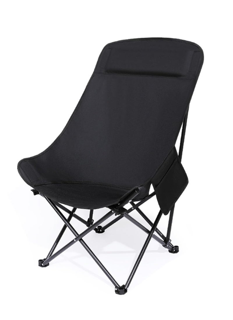 XICEN - Outdoor High Back Chair, Folding Camping Chair, Portable Stool and Lounge Chair, Load Capacity 150kg (Black) - Image 1