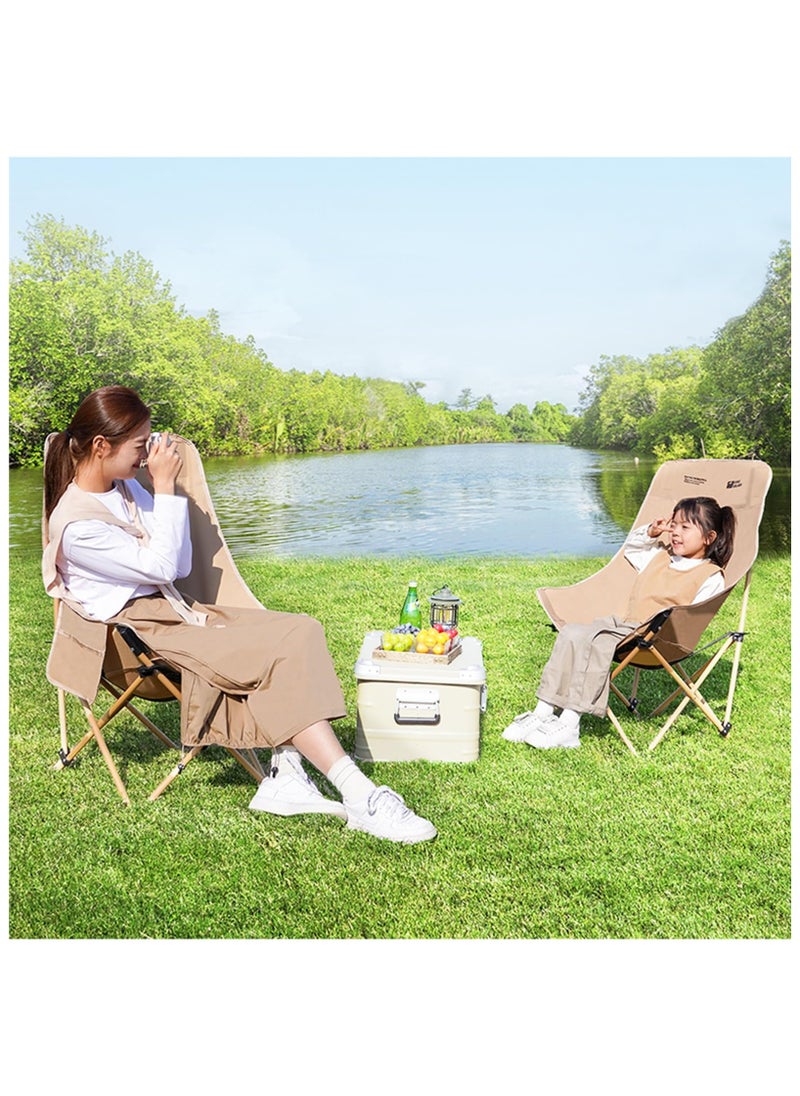 XICEN - Outdoor High Back Chair, Folding Camping Chair, Portable Stool and Lounge Chair, Load Capacity 150kg (Black) - Image 1