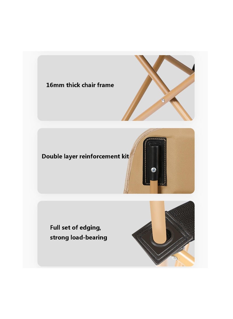 XICEN - Outdoor High Back Chair, Folding Camping Chair, Portable Stool and Lounge Chair, Load Capacity 150kg (Black) - Image 1