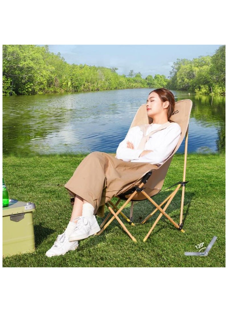 XICEN - Outdoor High Back Chair, Folding Camping Chair, Portable Stool and Lounge Chair, Load Capacity 150kg (Black) - Image 1