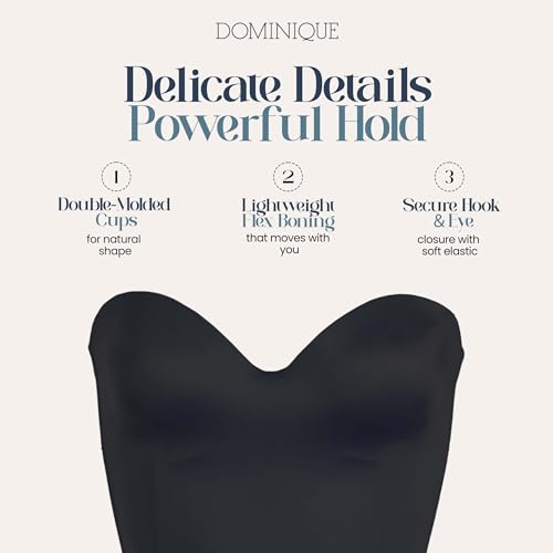 Dominique Women’s Ariel 8541 Longline Strapless Bra – Low Back, Hidden Underwire, Convertible – Lingerie for Women Black - Image 4