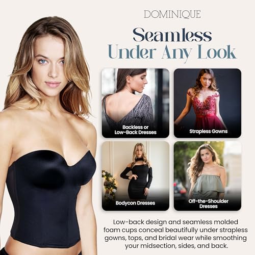 Dominique Women’s Ariel 8541 Longline Strapless Bra – Low Back, Hidden Underwire, Convertible – Lingerie for Women Black - Image 5