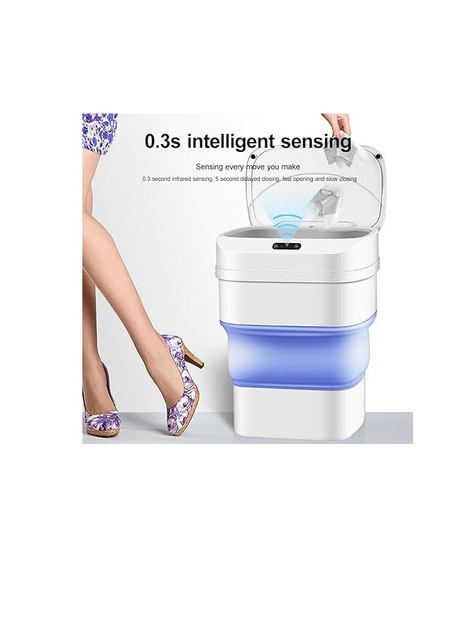 PROMASS Smart Trash Can with Foldable and Waterproof, 17L / 2 Modes Inductive to Open the Lid Intelligent Induction Trash Bin for for Bathroom Kitchen Office Desktop - Image 2