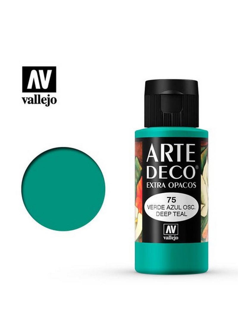 فاليجو آرت ديكو 075 أزرق مخضر غامق، 60 مل - طلاء أكريليك فاخر غير لامع للأعمال اليدوية والفنية