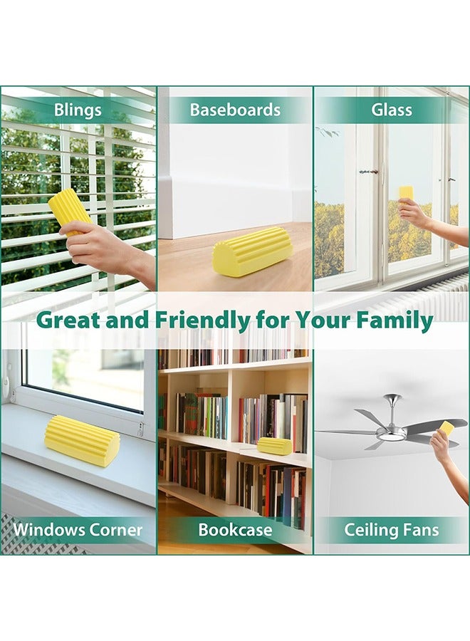 Damp Clean Duster , 2 Pack Magic Cleaning Sponge Baseboard Cleaner Tool for Blinds, Glass, Baseboards,Radiators,Window Track Grooves(Yellow)  - Image 2