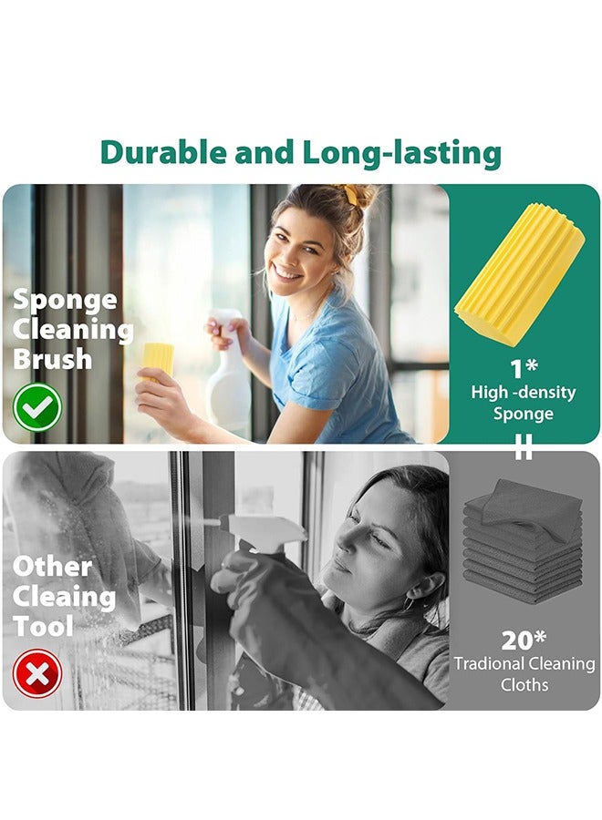 Damp Clean Duster , 2 Pack Magic Cleaning Sponge Baseboard Cleaner Tool for Blinds, Glass, Baseboards,Radiators,Window Track Grooves(Yellow)  - Image 3