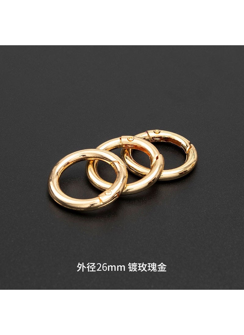Metal O-Ring Spring Snap Hooks for DIY Jewelry 26mm outer diameter rose gold plated (10 pieces) 