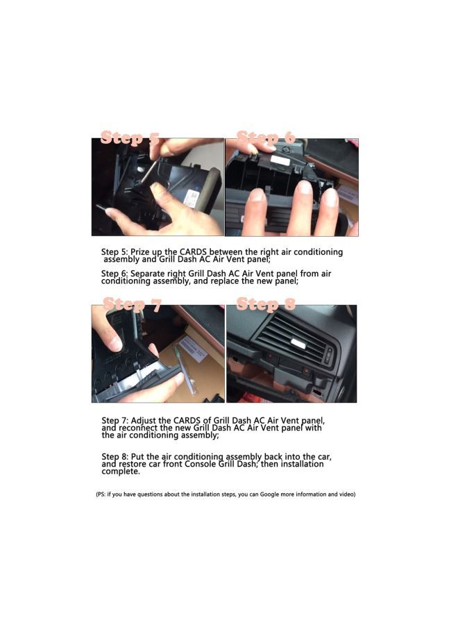 NIBEMINENT Center, Right, Left Console Grill Dash AC Air Vent For BMW 5 Series With Installation Tools - Image 5