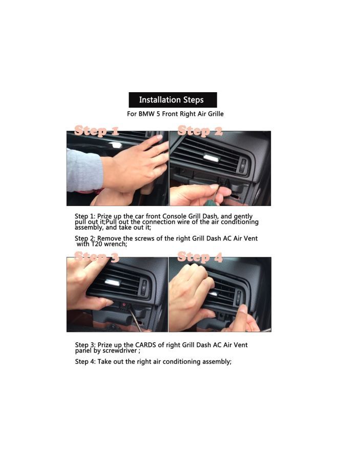 NIBEMINENT Center, Right, Left Console Grill Dash AC Air Vent For BMW 5 Series With Installation Tools - Image 4