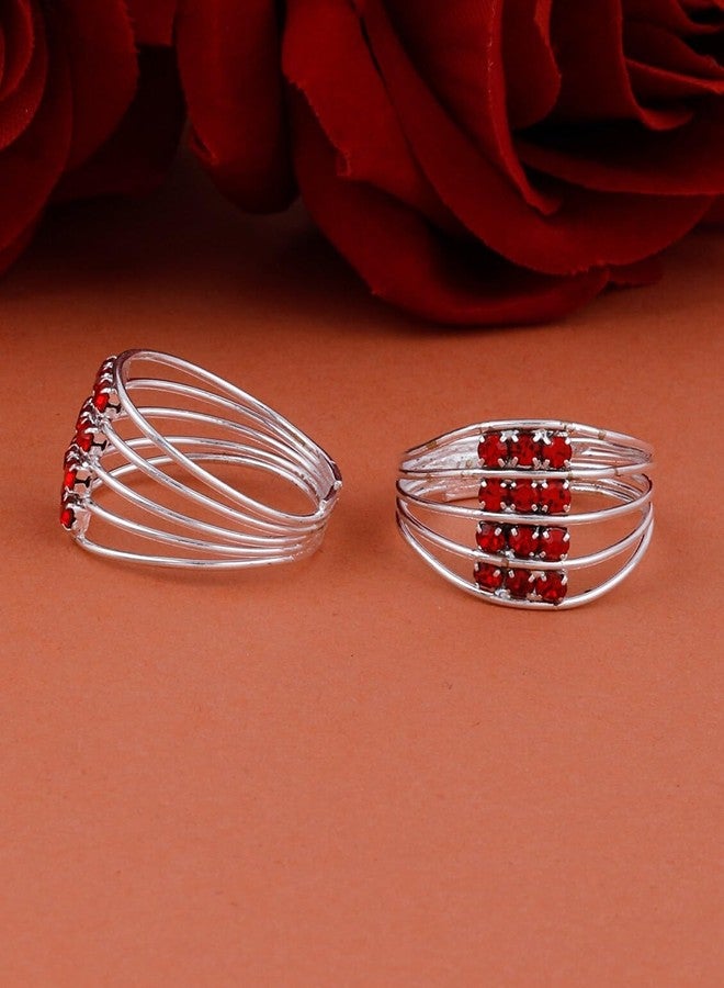 SMARNN Toe Ring Red White for Women Girls (Pack of 4) - Image 2