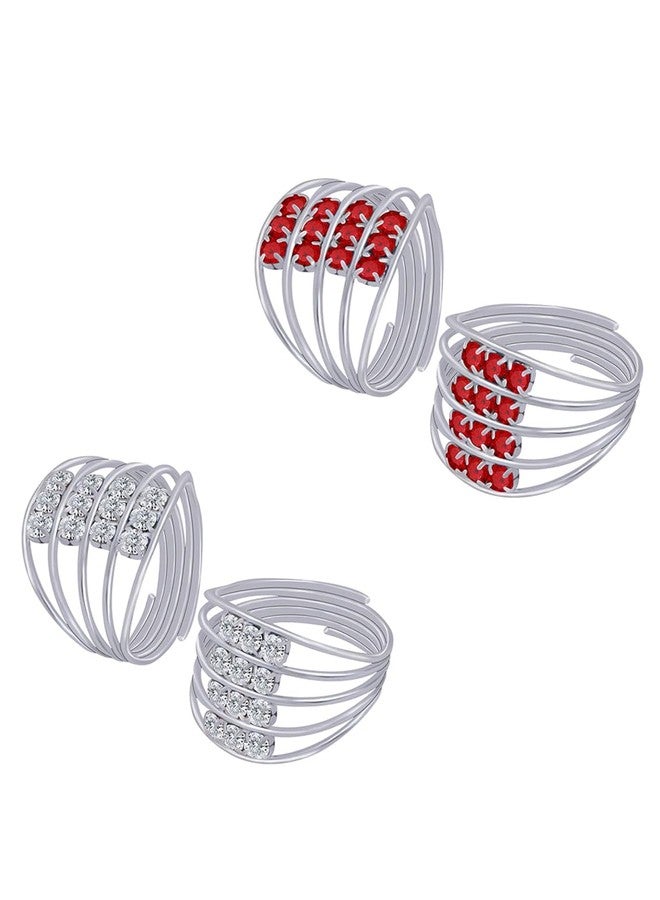 SMARNN Toe Ring Red White for Women Girls (Pack of 4) - Image 1