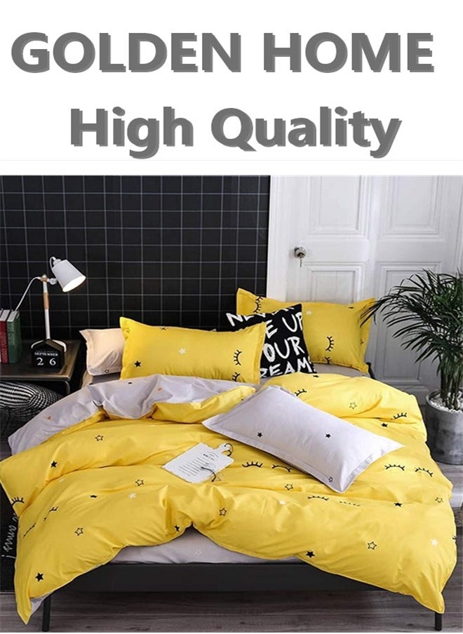 GOLDEN HOME طقم غطاء لحاف بنمط مخطط مكون من 6 قطع مقاس كينج/كوين/مفرد. تتضمن المجموعة 1 غطاء لحاف، 1 ملاءة سرير جاهزة، 4 أكياس وسائد  - Image 1