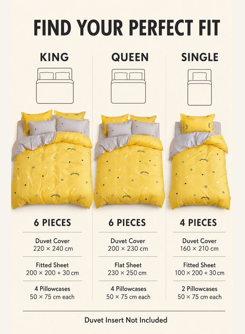 GOLDEN HOME 6 Piece King/Queen/Single size, striped pattern duvet cover set. set includes 1 Comforter Cover, 1 Fitted Bedsheet, 4 Pillowcases - Image 4