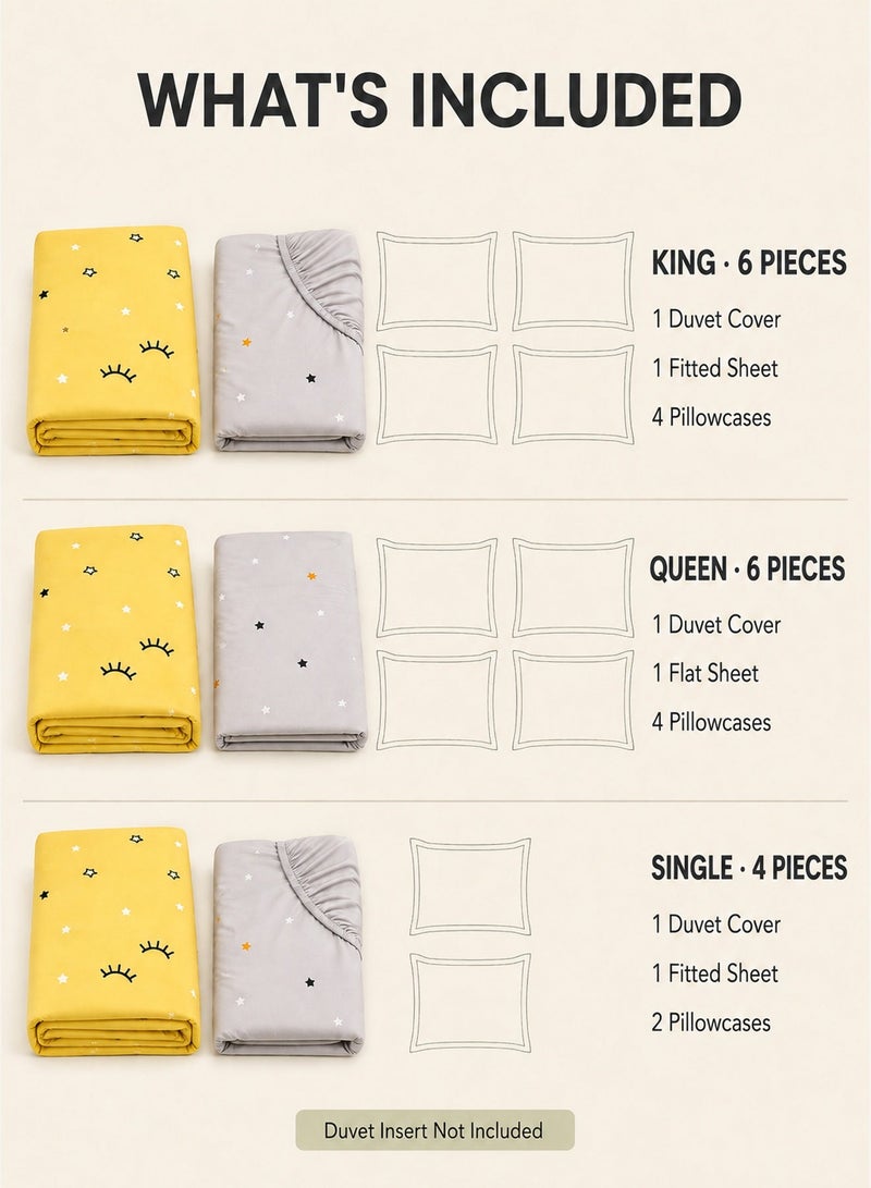 GOLDEN HOME 6 Piece King/Queen/Single size, striped pattern duvet cover set. set includes 1 Comforter Cover, 1 Fitted Bedsheet, 4 Pillowcases - Image 2