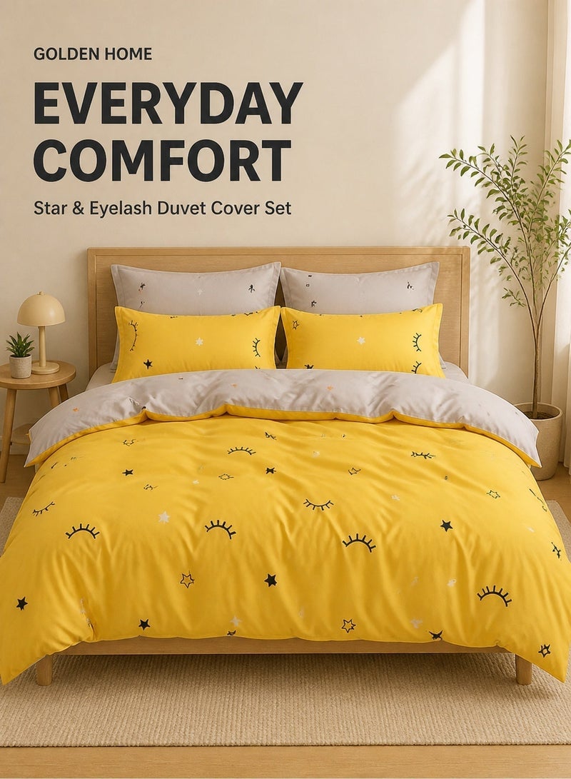 GOLDEN HOME 6 Piece King/Queen/Single size, striped pattern duvet cover set. set includes 1 Comforter Cover, 1 Fitted Bedsheet, 4 Pillowcases - Image 1