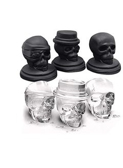 Skull Ice Cube Mold, Flexible Silicone Creative 3D Skull Ice Cube Trays, Flexible Giant Ice Ball Maker, Reusable and BPA Free, Perfect for Home Party Halloween