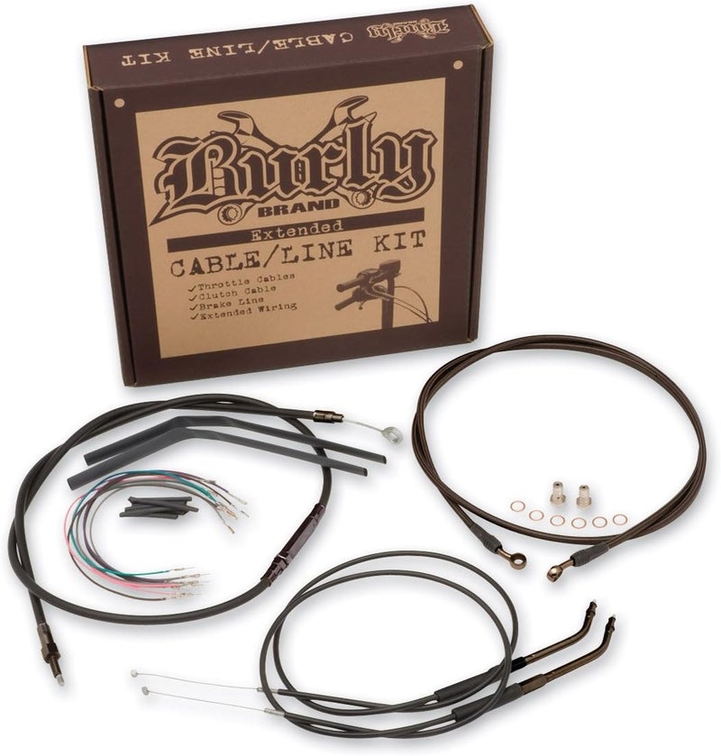 Burly Brand Black 14" Ape Hanger Cable/Brake/Wiring Kit for Models with ABS - Image 2